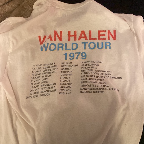 Vintage 1979 World Tour, Van Halen Tee with dates on back. Fire. - Picture 2 of 2